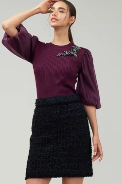 Skirts-Current Air Tweed Mini Skirt BLACK