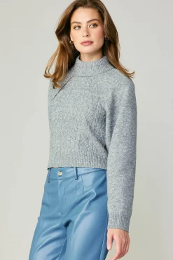 Sweaters-Current Air Two Piece Cable Knit Sweater MELANGEGREY
