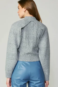 Sweaters-Current Air Two Piece Cable Knit Sweater MELANGEGREY