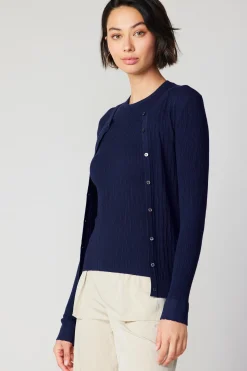 Cardigans-Current Air Two Piece Cardigan Set NAVY