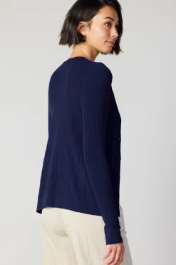 Cardigans-Current Air Two Piece Cardigan Set NAVY