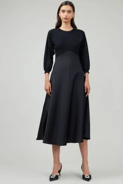 Knitwear|Midi Dresses-Current Air Vienna Knit Midi Dress BLACK