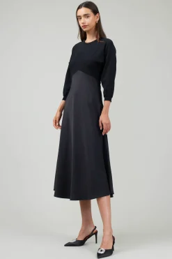Knitwear|Midi Dresses-Current Air Vienna Knit Midi Dress BLACK