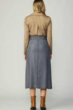 Skirts-Current Air Washed Utility Skirt BLACKCHAMBRAY