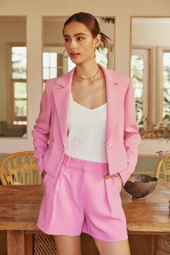 Coats & Jackets-Current Air Welt Pocket Cropped Blazer PINK