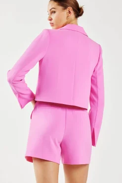 Coats & Jackets-Current Air Welt Pocket Cropped Blazer PINK