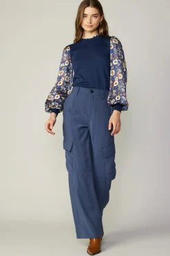 Pants-Current Air Wide Leg Cargo Pant SLATENAVY