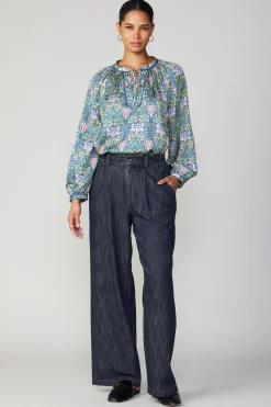 Pants-Current Air Wide Leg Denim Pants DARKINDIGO