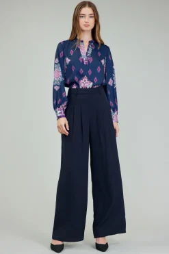 Pants-Current Air Wide Leg Trousers SLATENAVY