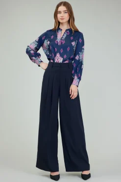 Pants-Current Air Wide Leg Trousers SLATENAVY