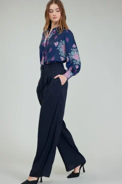 Pants-Current Air Wide Leg Trousers SLATENAVY