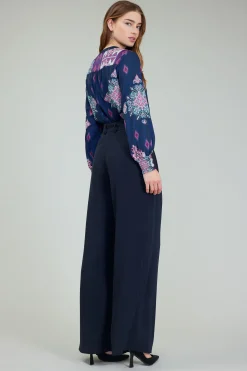 Pants-Current Air Wide Leg Trousers SLATENAVY