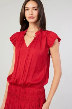 Mini Dresses-Current Air Zoey Pleated Mini Dress RED