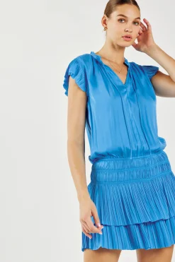 Mini Dresses-Current Air Zoey Pleated Mini Dress TRANQUILBLUE