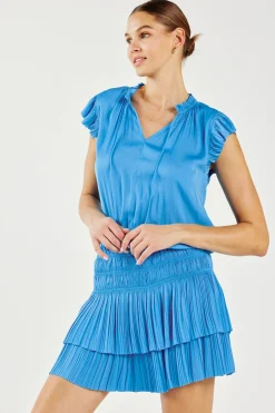 Mini Dresses-Current Air Zoey Pleated Mini Dress TRANQUILBLUE