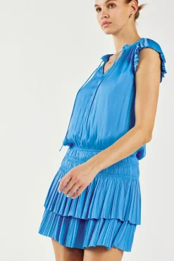Mini Dresses-Current Air Zoey Pleated Mini Dress TRANQUILBLUE