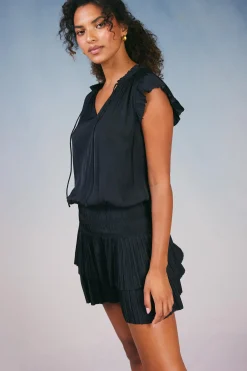 Mini Dresses-Current Air Zoey Pleated Mini Dress BLACK