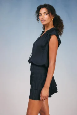 Mini Dresses-Current Air Zoey Pleated Mini Dress BLACK