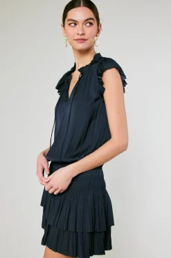 Mini Dresses-Current Air Zoey Pleated Mini Dress DARKNAVY