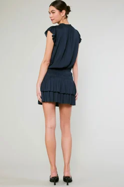 Mini Dresses-Current Air Zoey Pleated Mini Dress DARKNAVY