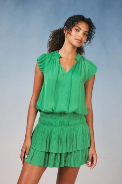 Mini Dresses-Current Air Zoey Pleated Mini Dress SPRINGGREEN