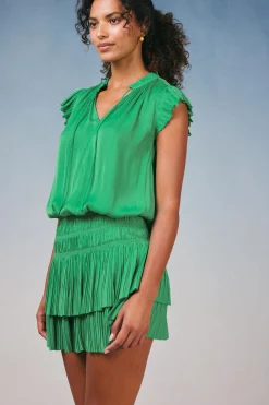 Mini Dresses-Current Air Zoey Pleated Mini Dress SPRINGGREEN