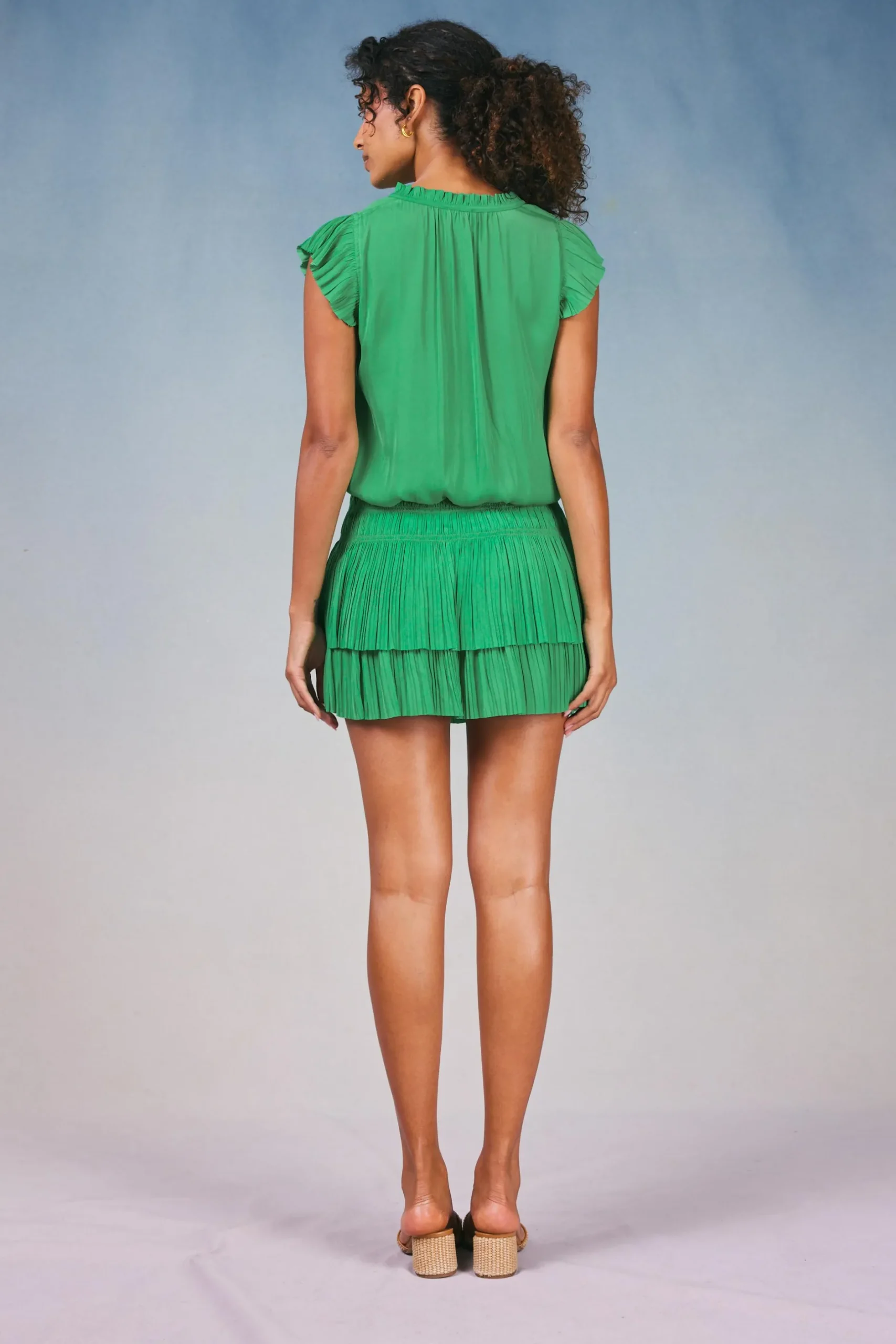Mini Dresses-Current Air Zoey Pleated Mini Dress SPRINGGREEN